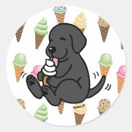 ブラックラボでアイスクリームを舐める ラウンドシール