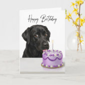 ブラックラボの誕生日ケーキ検査官 カード (黄色い花)