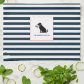 ブラックラボアメリカパーソナライズされた国旗のファミリ名  キッチンタオル (折り畳み)