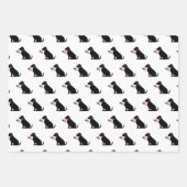 ブラックラボアメリカ国旗名門私立校風のUSAペットドッグおもしろい ラッピングペーパーシート (正面2)