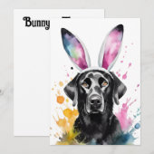 ブラックラボイースターバニートレーニングフラットホリデーカード シーズンカード (正面/裏面)