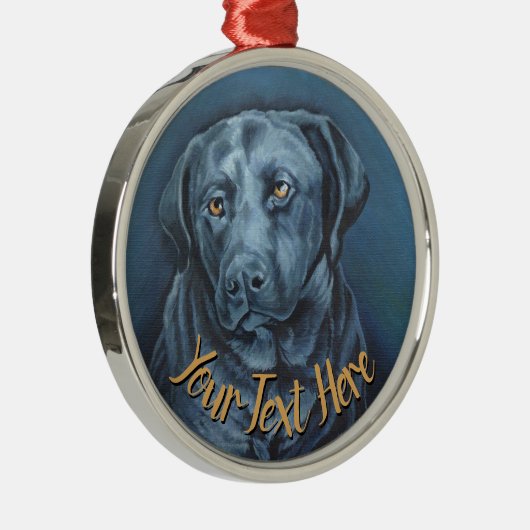 ブラックラボオーナメントパーソナライズされたドッグアートデコレーション メタルオーナメント (右)
