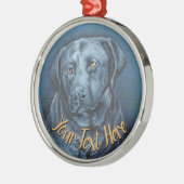 ブラックラボオーナメントパーソナライズされたドッグアートデコレーション メタルオーナメント (左)