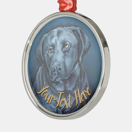 ブラックラボオーナメントパーソナライズされたドッグアートデコレーション メタルオーナメント (左)