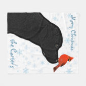ブラックラボクリスマスドッグラブラドール フリースブランケット (正面(横))