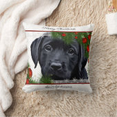 ブラックラボクリスマスパーソナライズされた – 子犬のラブラドール クッション (ブランケット)