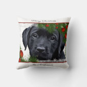 ブラックラボクリスマスパーソナライズされた – 子犬のラブラドール クッション (裏面)