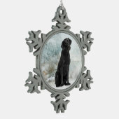 ブラックラボクリスマス装飾品 スノーフレークピューターオーナメント (左)