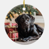 ブラックラボクリスマス セラミックオーナメント (裏面)