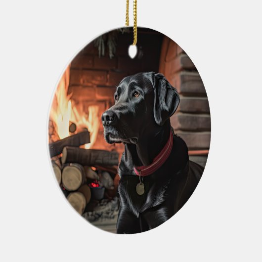 ブラックラボクリスマス セラミックオーナメント (右)