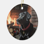 ブラックラボクリスマス セラミックオーナメント (左)