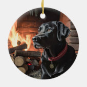 ブラックラボクリスマス セラミックオーナメント (裏面)