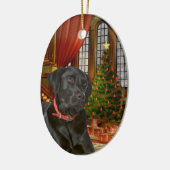 ブラックラボクリスマス セラミックオーナメント (左)