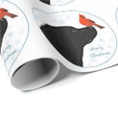 ブラックラボクリスマス(鳥)ショウジョウコウカンチョウかわいい犬ラブラドール ラッピングペーパー (ロールコーナー)