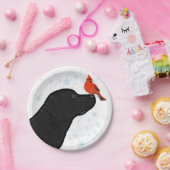 ブラックラボクリスマス(鳥)ショウジョウコウカンチョウ – かわいいラブラドール犬 ペーパープレート (パーティー)