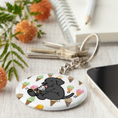 ブラックラボクリームキーチェーン キーホルダー (側面)