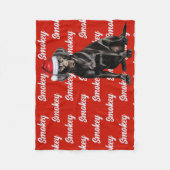 ブラックラボサンタドッグと名前をカスタムするクリスマス フリースブランケット (正面)