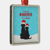 ブラックラボサンタドッグススクエアクリスマスオーナメント メタルオーナメント (右)