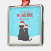 ブラックラボサンタドッグススクエアクリスマスオーナメント メタルオーナメント (左)