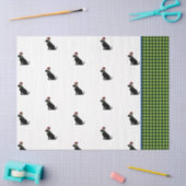 ブラックラボシルエットクリスマスパターングリーンチェック 薄葉紙 (クラフト)