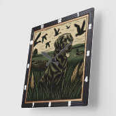 ブラックラボダック狩り スクエア壁時計 (傾斜)