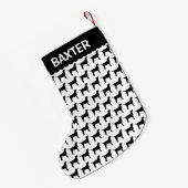 ブラックラボドッグシルエット スモールクリスマスストッキング (裏面 (吊り時))