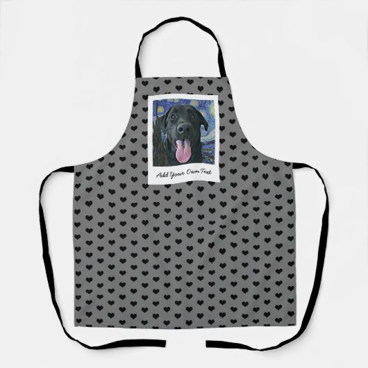 ブラックラボドッグペットパーソナライズされたの写真と文字  エプロン (正面)