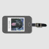 ブラックラボドッグペットパーソナライズされたの写真と文字 ラゲッジタグ (正面横)