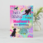 ブラックラボドッグ誕生日PAWty招待状 子供へ 招待状 (スタンド正面)