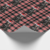 ブラックラボドッグ赤と黒のクリスマスパターン(の模様が)ある ラッピングペーパー (角)