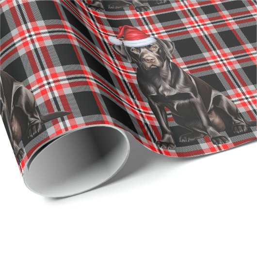 ブラックラボドッグ赤と黒のクリスマスパターン(の模様が)ある ラッピングペーパー (ロールコーナー)