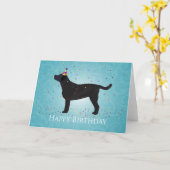 ブラックラボハッピーバースデーカードデザイン カード (黄色い花)