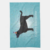 ブラックラボハッピーバースデーデザイン キッチンタオル (縦)