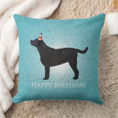 ブラックラボハッピーバースデーデザイン クッション (ブランケット)