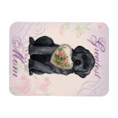 ブラックラボハートママ マグネット (横)