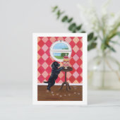 ブラックラボパピーとカップケーキ ポストカード (スタンド正面)