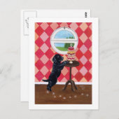 ブラックラボパピーとカップケーキ ポストカード (正面/裏面)