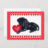 ブラックラボパピーバレンタインデーのカード シーズンポストカード (正面/裏面)