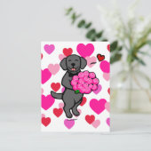 ブラックラボパピーバレンタインデーのカード シーズンポストカード (スタンド正面)