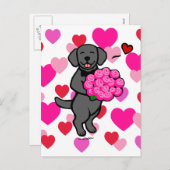 ブラックラボパピーバレンタインデーのカード シーズンポストカード (正面/裏面)