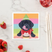 ブラックラボパピー誕生日カップケーキ紙ナプキンス スタンダードカクテルナプキン (インサイチュ)