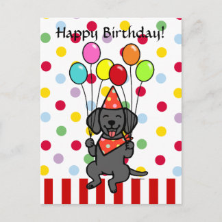 ブラックラボパピー誕生日バルーン ポストカード