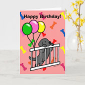 ブラックラボパピー&パピーゲート1漫画誕生日 カード (黄色い花)