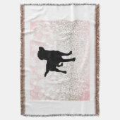 ブラックラボブランケットライトピンクとホワイト! スローブランケット (正面縦)