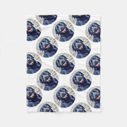 ブラックラボヘッド フリースブランケット (正面)