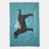 ブラックラボペット記念悔やみや弔慰ペットロスデザイン キッチンタオル (縦)