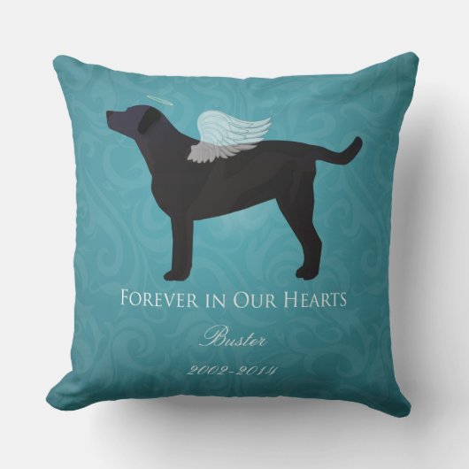 ブラックラボペット記念悔やみや弔慰ペットロスデザイン クッション (正面)