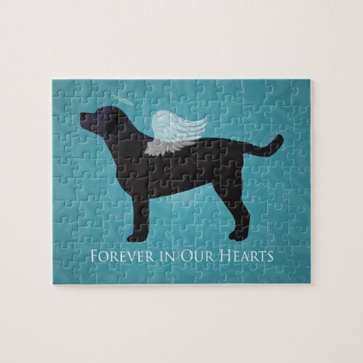 ブラックラボペット記念悔やみや弔慰ペットロスデザイン ジグソーパズル (横)