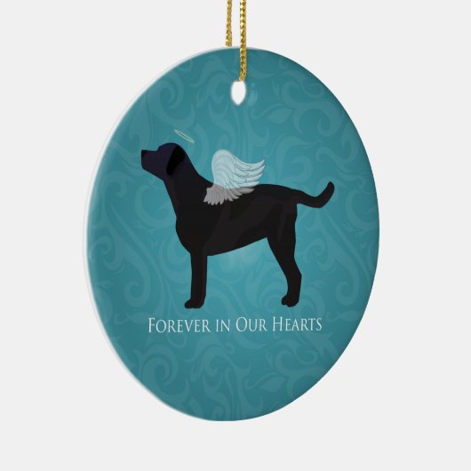 ブラックラボペット記念悔やみや弔慰ペットロスデザイン セラミックオーナメント (右)