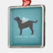 ブラックラボペット記念悔やみや弔慰ペットロスデザイン メタルオーナメント (左)